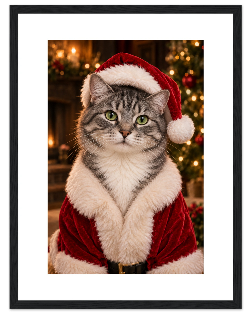Jouw huisdier als kerstman – Gepersonaliseerd portret met lijst