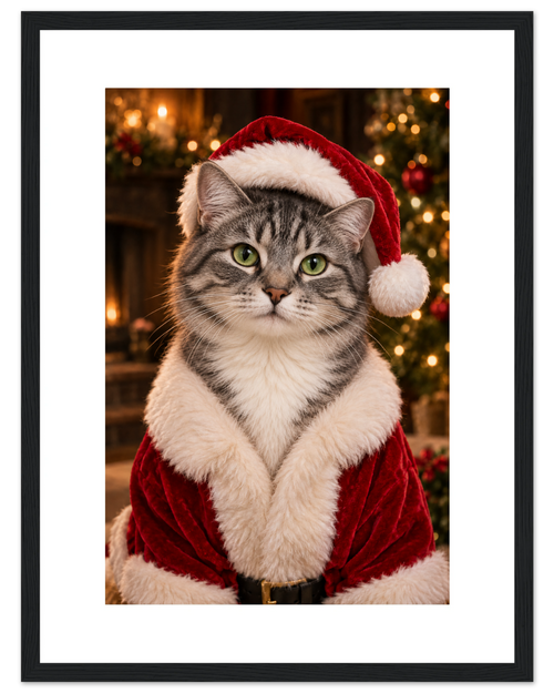 Jouw huisdier als kerstman – Gepersonaliseerd portret met lijst